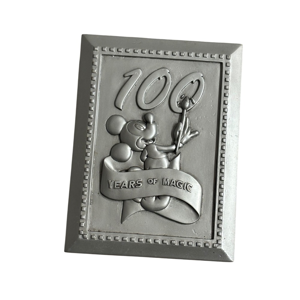 Disney World 100 Years of Magic Mickey Mouse Silver Hinged Book Photo Frame/ Pin
